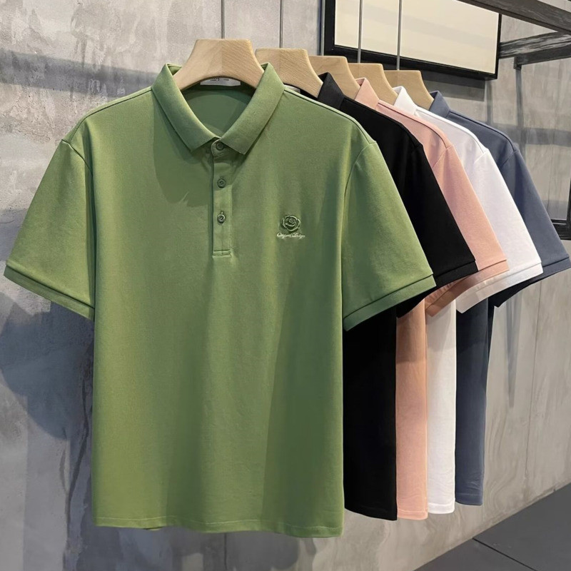 M-4XL เสื้อโปโลชาย ฤดูร้อนธรรมดาแขนสั้นธุรกิจลําลองหลวมขนาดบวกเสื้อโปโล เสื้อคอปกผู้ชาย