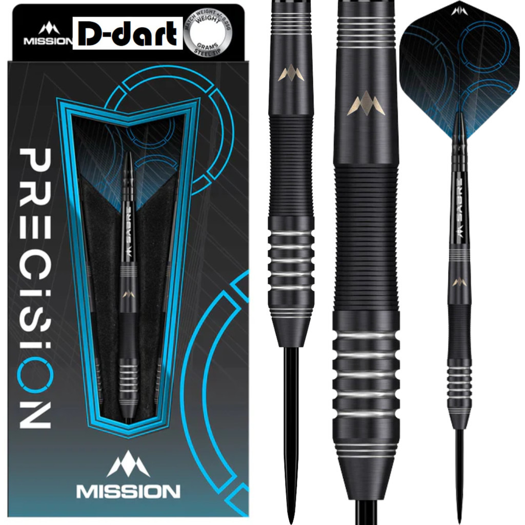 MISSION STEEL TIP DARTS - 23G/25G Precision 90% ชุดโผเหล็กทังสเตน PVD สีดํา