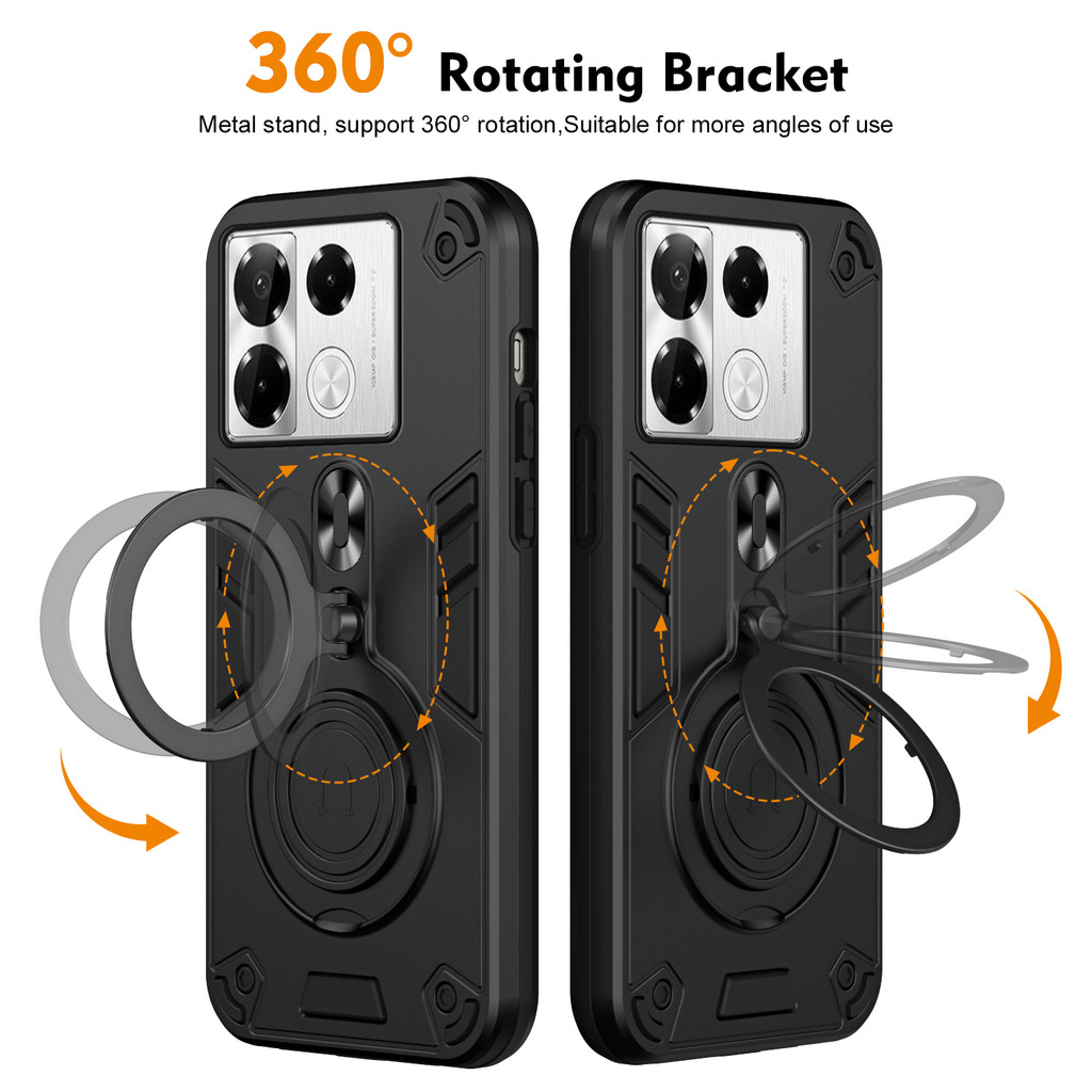 เคสหรูหราสําหรับ INFINIX NOTE 40 PRO PLUS 4G 5G 360° หมุน ป้องกันการลื่นไถล วงเล็บ หลายมุมรองรับ ความแม่นยํา แม่เหล็กแม่เหล็กในตัว ฝาครอบโทรศัพท์มือถือกันกระแทก เคสแข็ง