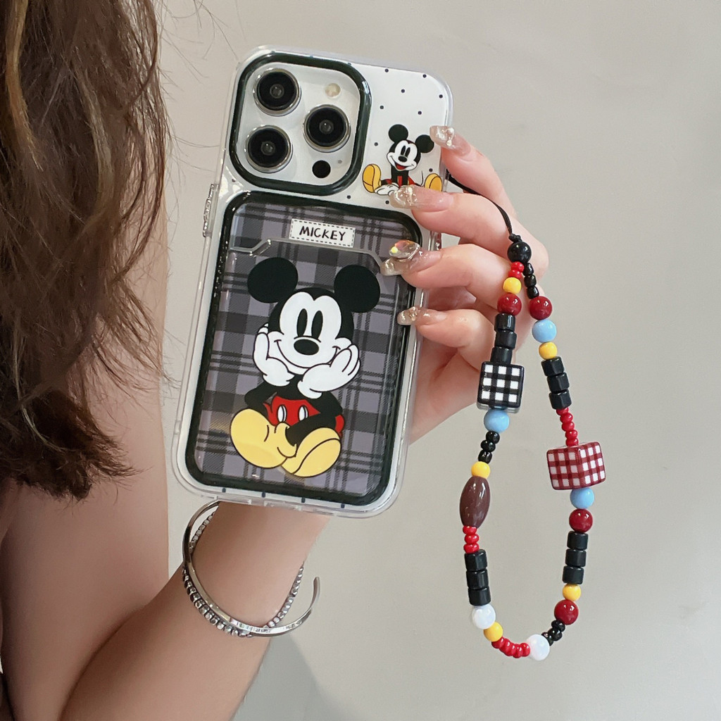 การ์ดแพ็คคู่ลายจุดมิกกี้น่ารักการ์ตูนเคสซิลิโคนเข้ากันได้สําหรับiphone 15 14 13 12 Pro Maxป้องกันปกหลังปลอกเชลล์
