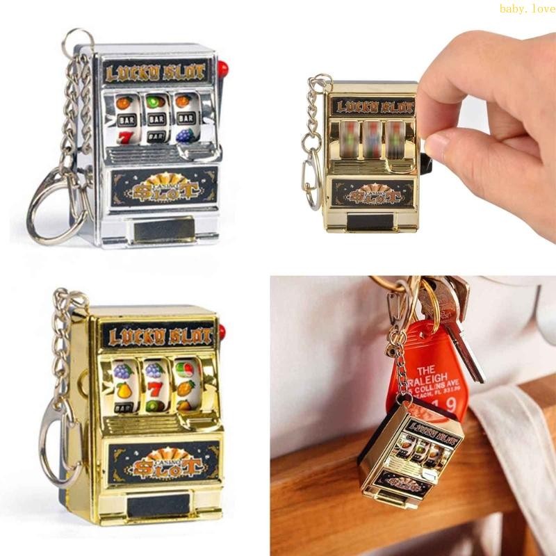 Blove * Mini Gambling Slot Machine เกมพวงกุญแจ Mini Casino Lucky Charm Jackpot พวงกุญแจกระเป๋า Antistress ของเล่นกระเป๋า Cha