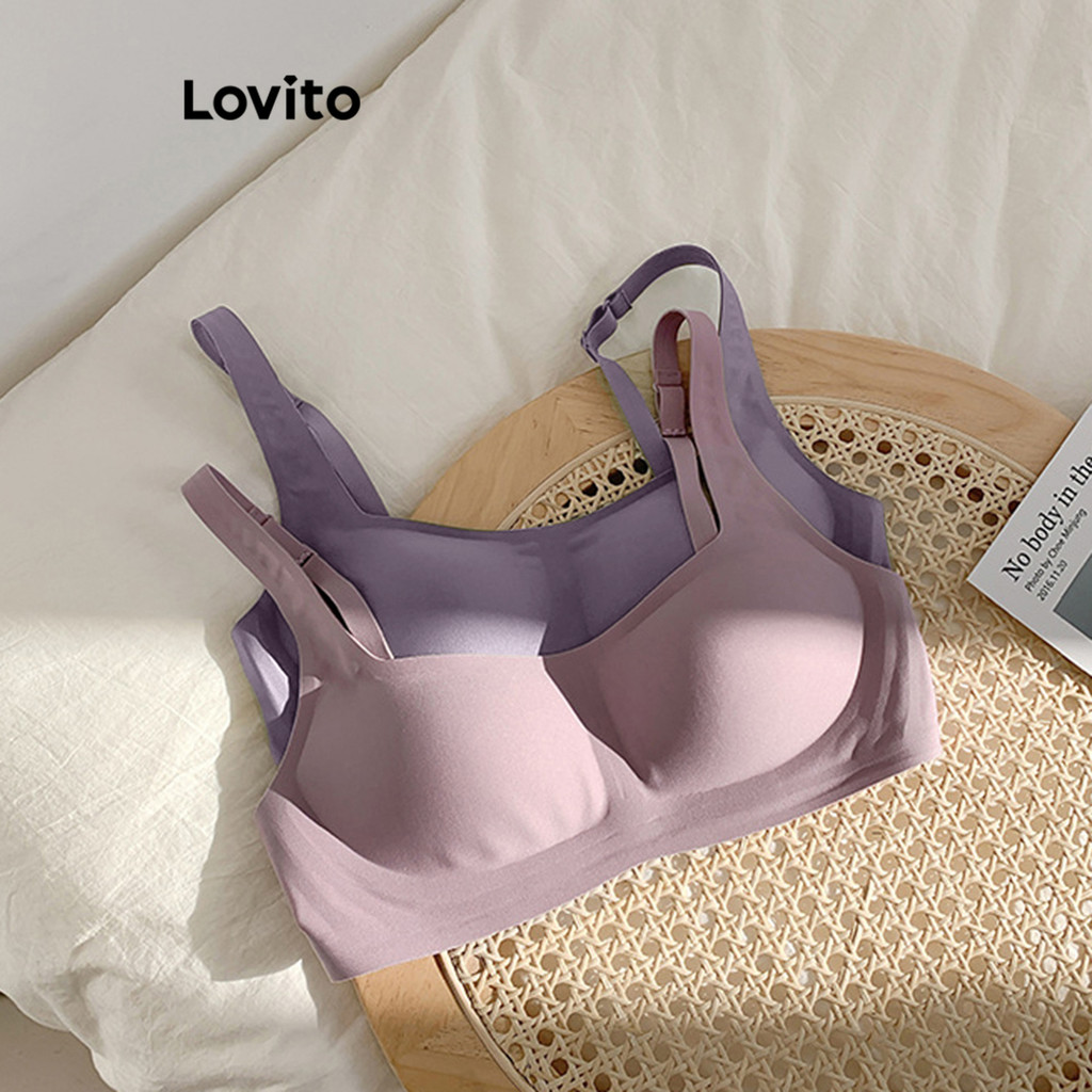 (Trendy) Lovito เซ็กซี่ เสื้อชั้นในสีพื้นหัวเข็มขัดBra สําหรับผู้หญิง LNL43214