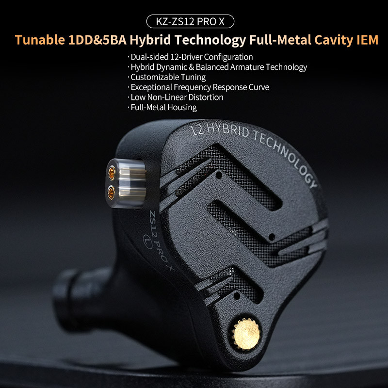 Kz ZS12 PRO X หูฟังโลหะ 1DD + 5BA Hybrid HIFI Bass In Ear Monitor หูฟังกีฬาเพลงเสียงรบกวน Cancelling ชุดหูฟังใหม่มาถึง