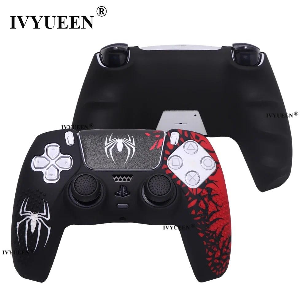 IVYUEEN ผิวซิลิโคนกันลื่นสําหรับ PS5 Playstation 5 DualSense Controller Spider Cover Case & Touch Pa