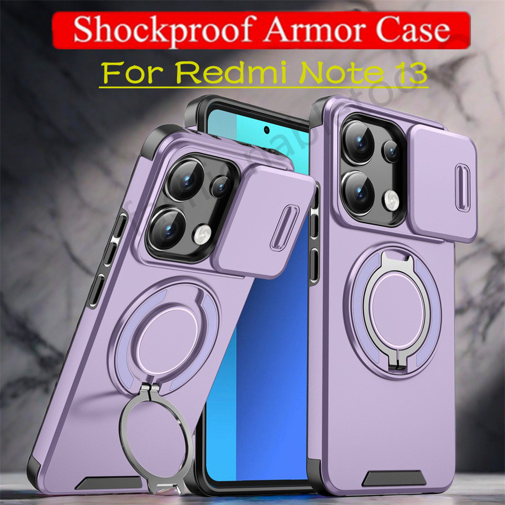 สําหรับredmiหมายเหตุ13 pro plus 13pro + 13proplus Note13 pro Note13pro + RedmiNote13 4G 5Gกันกระแทกเคสโทรศัพท์เกราะแหวนยึดStent Pushกล้องเลนส์ป้องกันปกหลัง