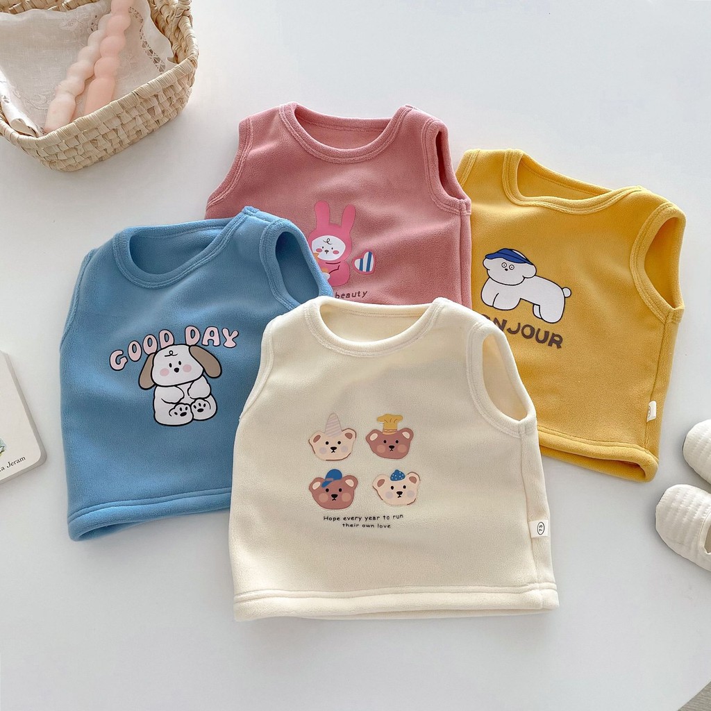 ฤดูหนาว 0-5 ปีชายหญิงเด็กทารกน่ารักการ์ตูนสัตว์หนาเสื้อกั๊กเด็กออสเตรียขนแกะเสื้อกั๊ก