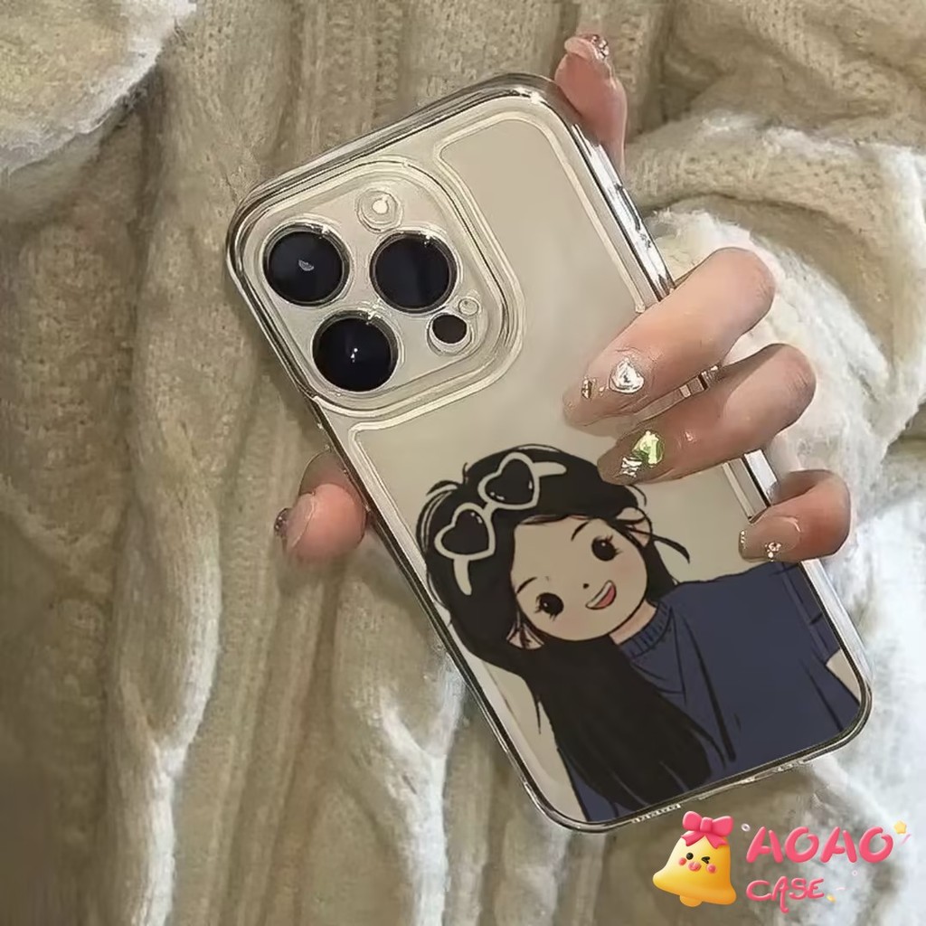 การ์ตูนคู่รักตลกเด็กชายเด็กหญิงอ่อน เคสiphone 7Plus 11 13 15 12 14 Pro Max XR X XS Max 14 15 7 8 Plus SE 2020