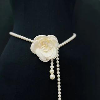 เข็มขัดมุก ยืดหยุ่นได้ Vintage jewelry นางสาว แฟชั่น เข็มขัดมุกสีเงิน มีหลายสไตล์ เด็กใส่ได้
