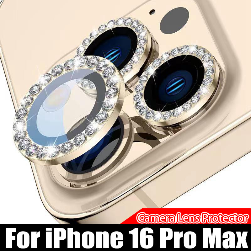 เพชรกล้องเลนส์ป้องกันสําหรับiphone iPhone 16 15 14 Plus 13 12 Mini 11 Pro 16Pro Maxโลหะแก้วกลับเลนส์ฟิล์ม