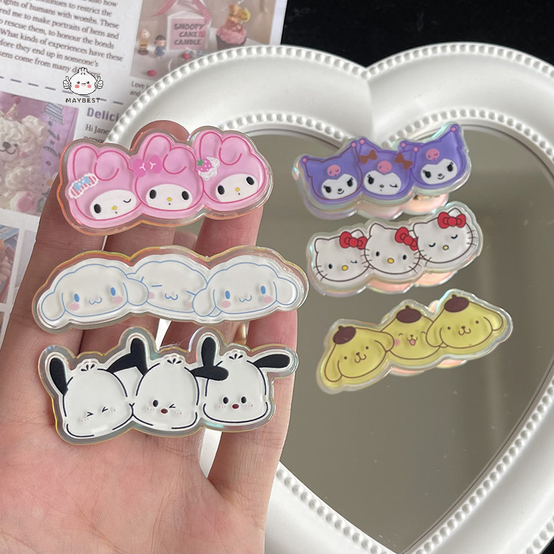 {maybest} Sanrio Hairpin Anime Figures Kuromi Melody Hello Kitty Cinnamoroll Theme การ์ตูน Barrettes น่ารักหวานอะคริลิค Duckbill กิ๊บติดผม {TH}
