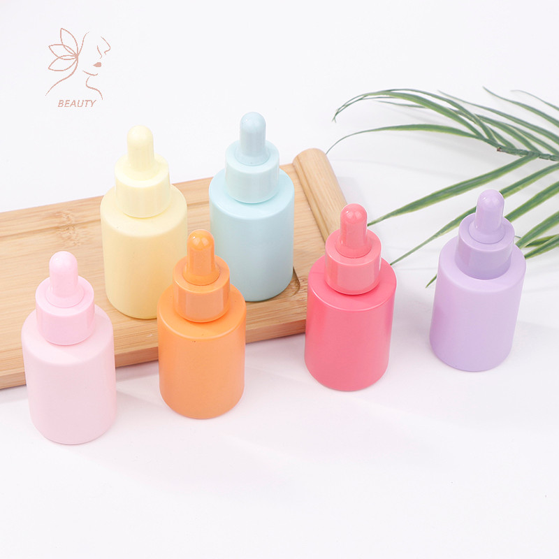 [maybeauty] ขวดหยดขนาด 30 มล. แก้วสี Macaron สีที่ปฏิเสธได้สาระสําคัญของเหลวย่อยบรรจุขวด ปิเปต Fine {TH}