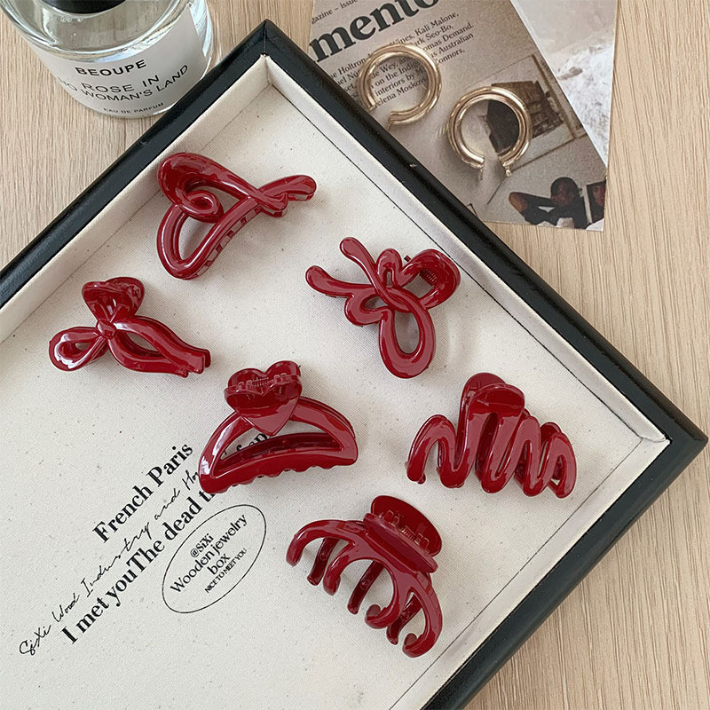 2024 Encore Red Grab Clip อะคริลิค Basic Hair Grab Shark Clip