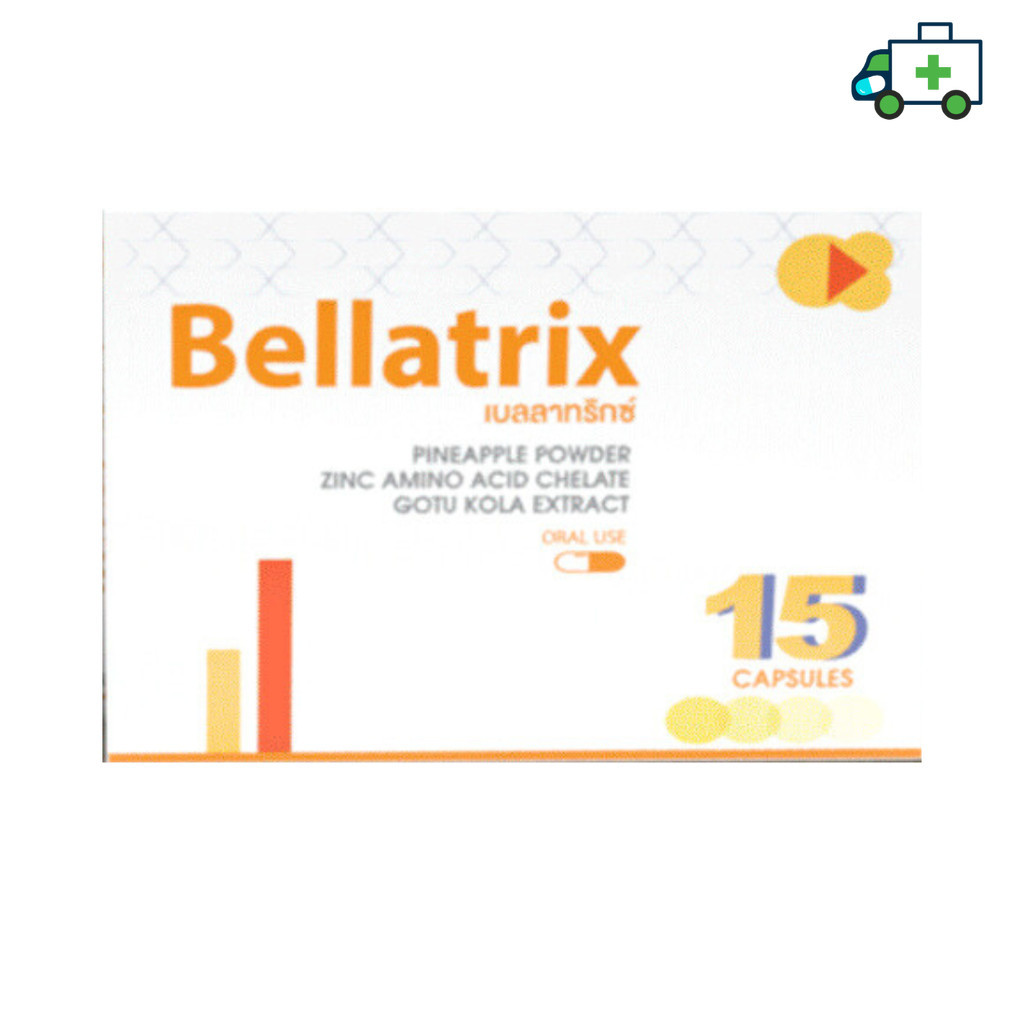 Bellatrix เบลลาทริกซ์ สารสกัดสัปปะรด ใบบัวบก ซิงค์ อะมิโน เอซิด 1 แผง 15 แคปซูล [Plife]