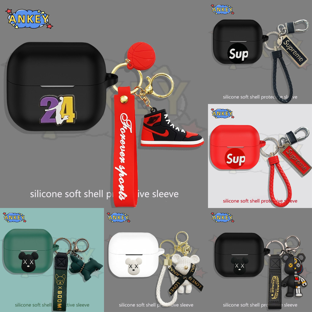 For Redmi Buds 6 Lite / 5 Pro / 4 Active / 3 Lite Earphone Silicone Case Cute Shoe Earbuds Soft Protective Headphone Cover Headset Skin with Pendant