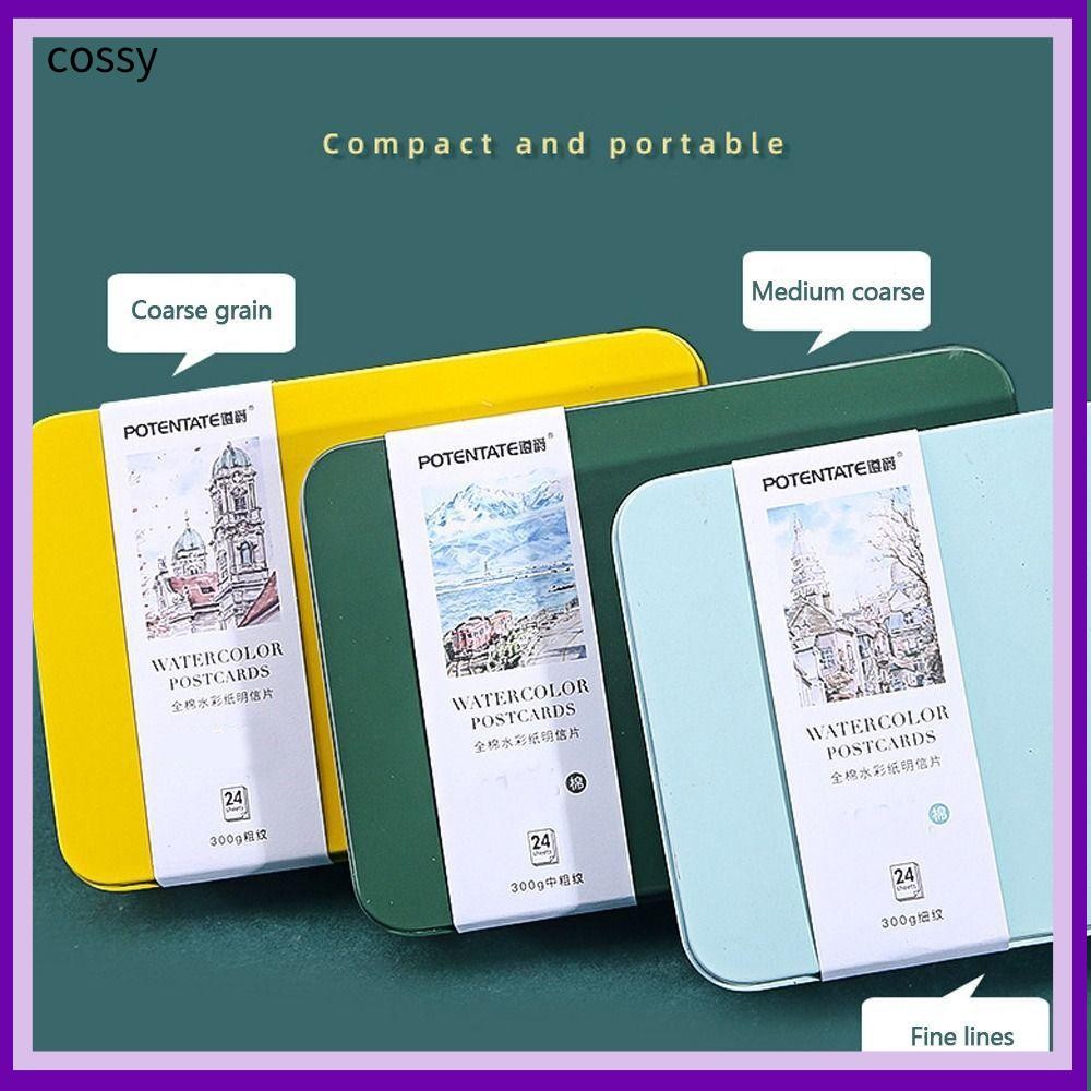 กระดาษสีน้ํา COSSY, A6 หนังสือสีน้ําแบบพกพาหยาบ, Travel Cotton Artist โปสการ์ดกล่องดีบุก ราคา ถูกที่สุด ดีลบีเคเค