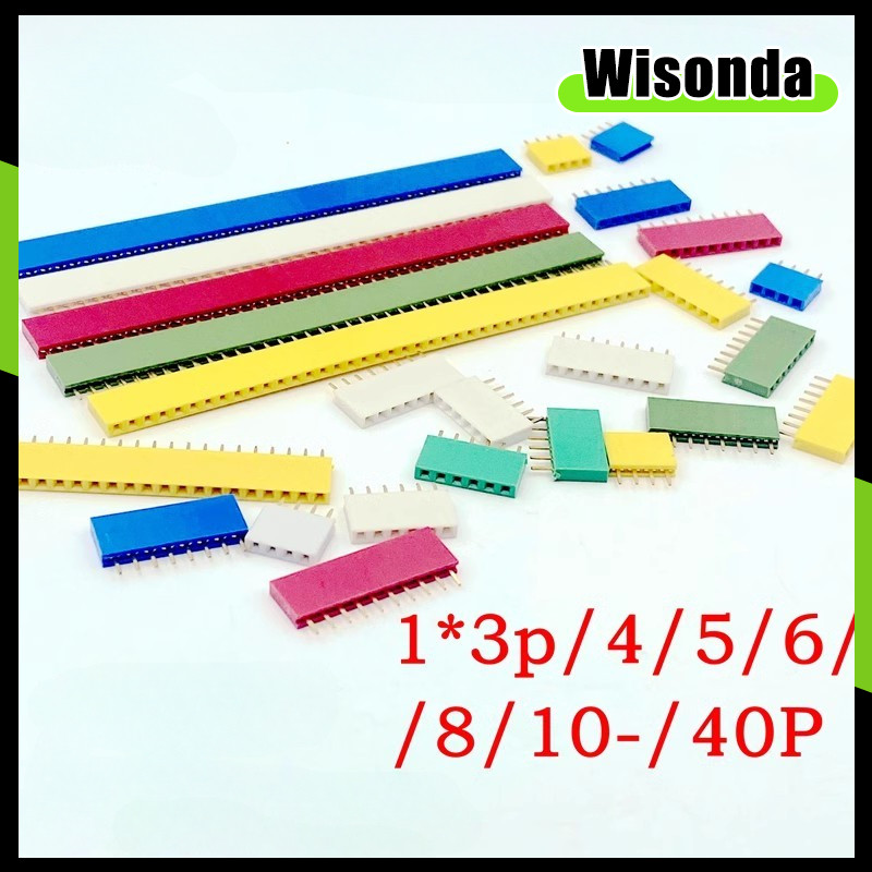 10pcs 2.54 มม.เดี่ยวแถวหญิง PCB Board pin Header Connector Strip Pinheader 1x40 1*3/4/5/6/8/10/40P pin Colourful ซ็อกเก็ต