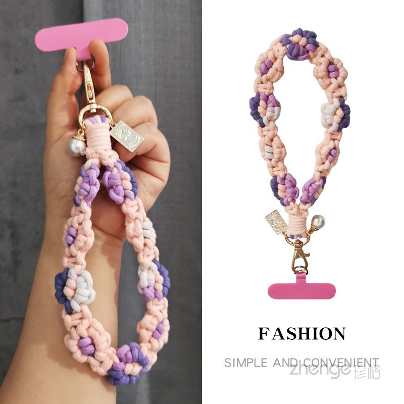 อุปกรณ์เสริมโทรศัพท์มือถือ ผ้าขนสัตว์ทอมือเดซี่เชือกเส้นเล็กโทรศัพท์มือถือ อิน สายรัดข้อมือสั้นเรียบง่ายเคสโทรศัพท์เชือกเส้นเล็กจี้มุก