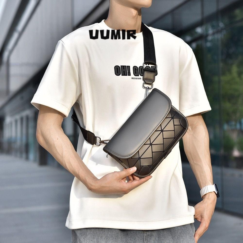 UUMIR กระเป๋าสะพายข้างใบเล็กกันน้ําสําหรับผู้ชาย เคลือบตารางแบบสะพายไหล่