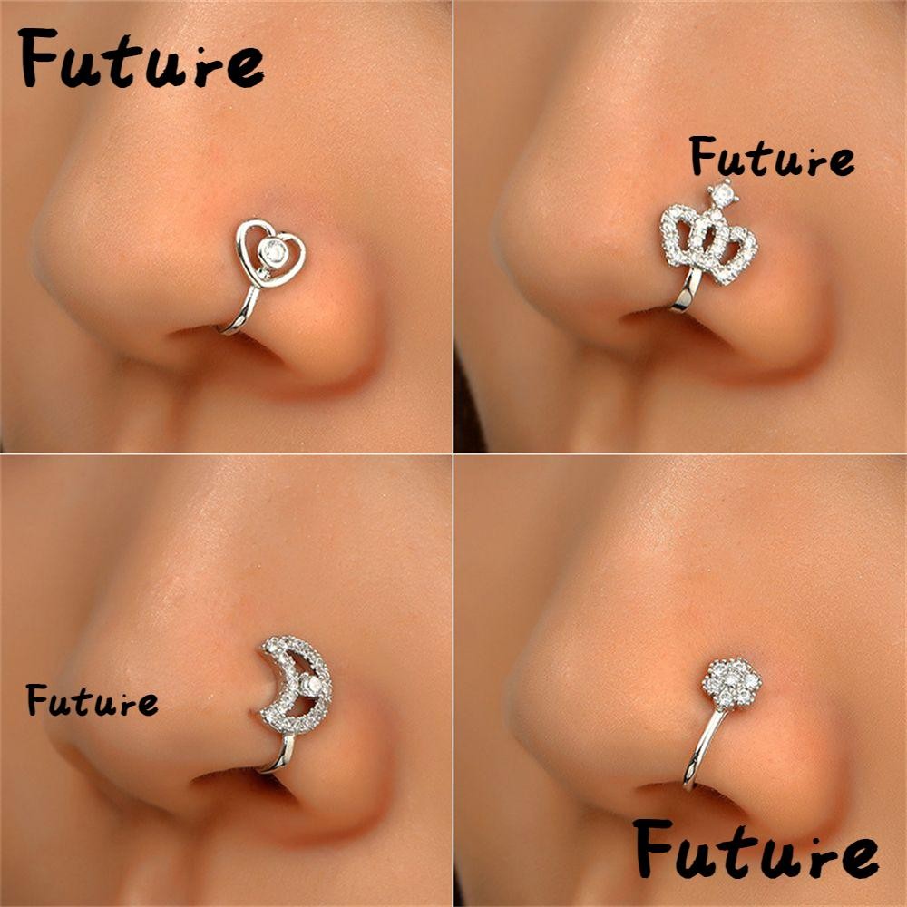 Future จิวจมูกปลอม แบบคลิปหนีบ ไม่ต้องเจาะ ประดับคริสตัล แฟชั่นแอฟริกัน สําหรับผู้หญิง