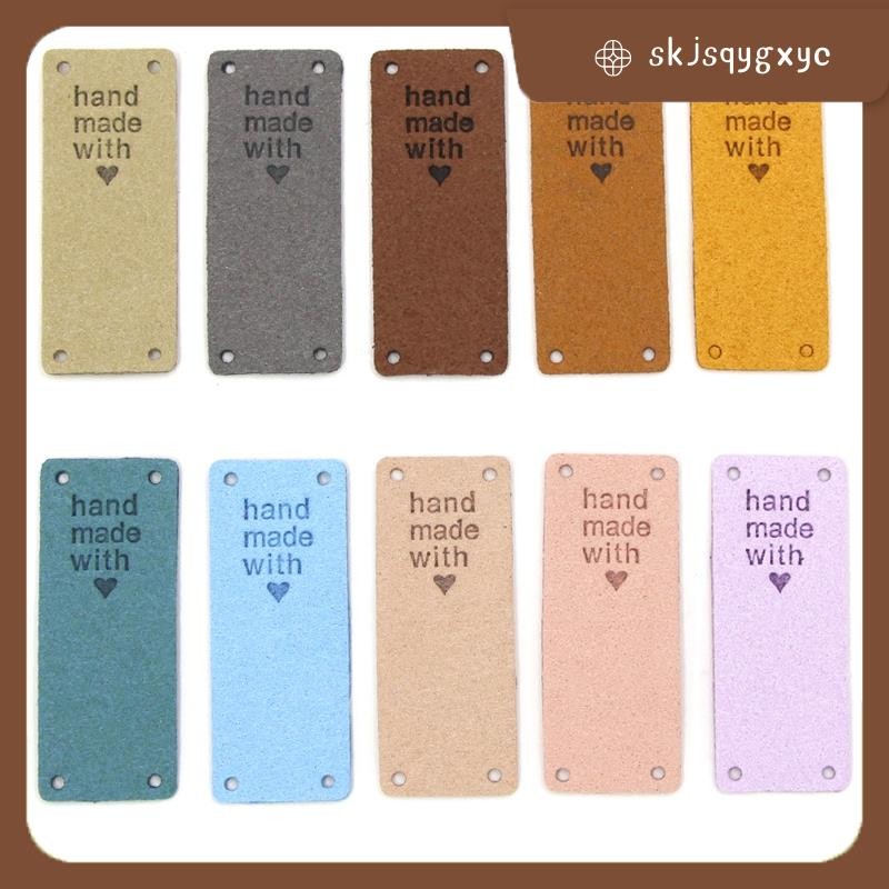 skjsqygxyc 50 ชิ้น Handmade PU หนังแท็ก Handmade พร้อม Love PU ป้ายหนัง Faux เย็บบนป้าย Embellishment ถักอุปกรณ์เสริม