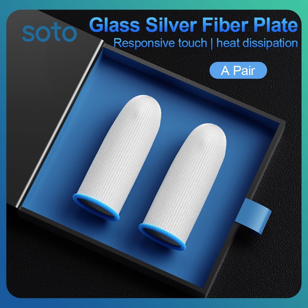 ♫ ถุงมือปลายนิ้วสำหรับเล่นเกมโทรศัพท์มือถือ กันเหงื่อ ปลอกนิ้วสำหรับเล่นเกม กันลื่น ปลอกปลายนิ้ว Fibretouch สีเงิน