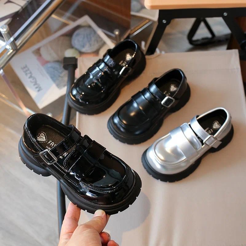 สาวสีดําแมรี่เจนรองเท้าเด็กรองเท้าหนังหนาด้านล่างแฟชั่นเคลือบเงาเด็กรองเท้าเจ้าหญิงสาเหตุอเนกประสงค์