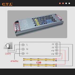 ไฟริบบิ้น ไฟเส้น LED COB 12V5M/24V10M 8mm STRIP 320LED/M สว่างไม่เห็นเม็ดไฟ แสงขาว วอร์ม 4000K IP20