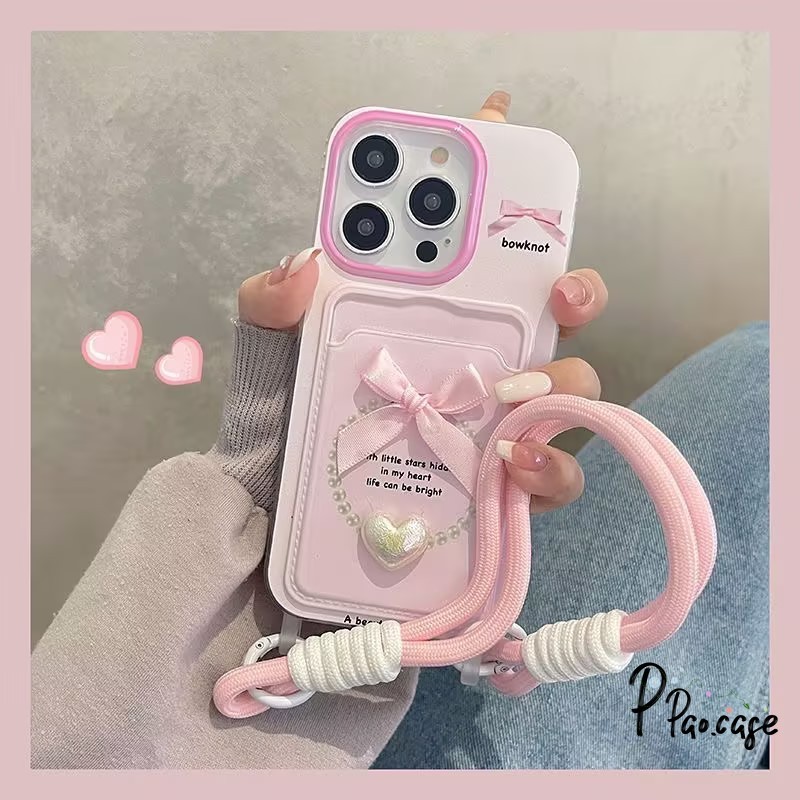 โบว์โบว์รักกระเป๋าสตางค์บัตรเข้ากันได้กับกระเป๋าสตางค์เคสไอโฟน 11 13 15 XR 14 12 Pro Max 7 15 8 14 Plus X XS Max SE 2020
