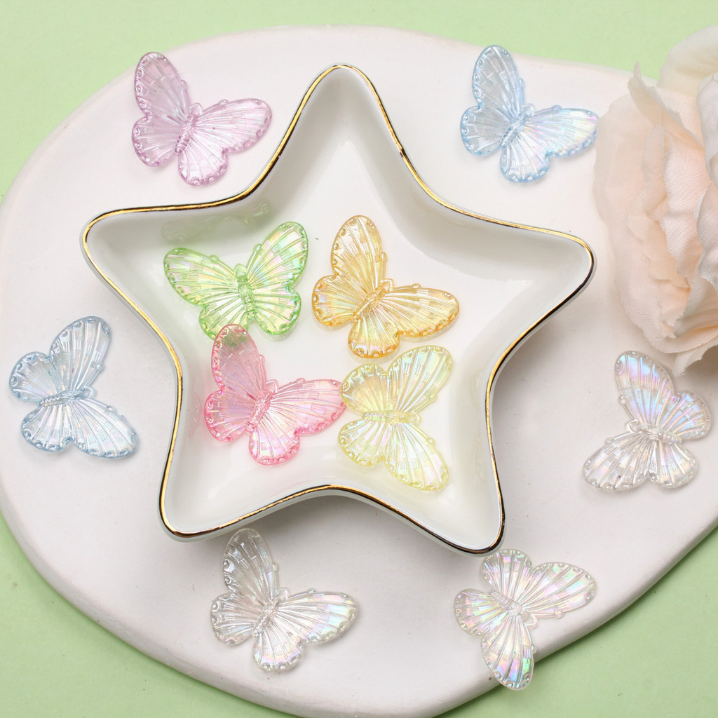 10 ชิ้นแฟชั่นเลเซอร์สีผีเสื้อจี้ลูกปัด DIY เครื่องประดับอุปกรณ์เสริม Keychian สร้อยข้อมือทํา