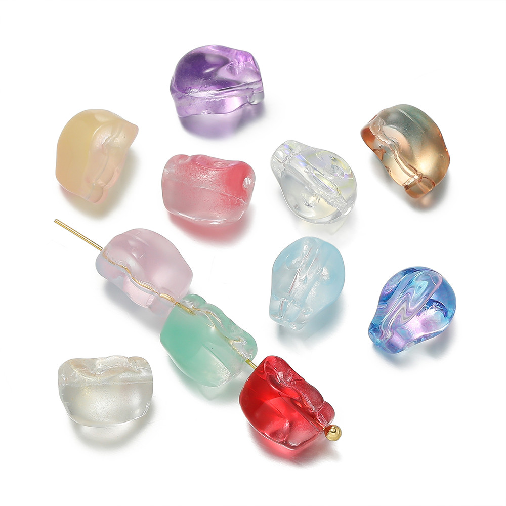 St. kunkka 10 ชิ้นลูกปัดแก้วรูปทรงพิเศษโปร่งใสไล่โทนสีสี Skull ลูกปัดหินลูกปัดสําหรับ DIY สร้อยข้อมือสร้อยคอทํา - รูปที่ 3