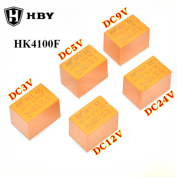 Huike รีเลย์ HK4100F-DC12V-SHG HK4100F-DC5V-SHG 6 Pins 3A 3V/9V/24V