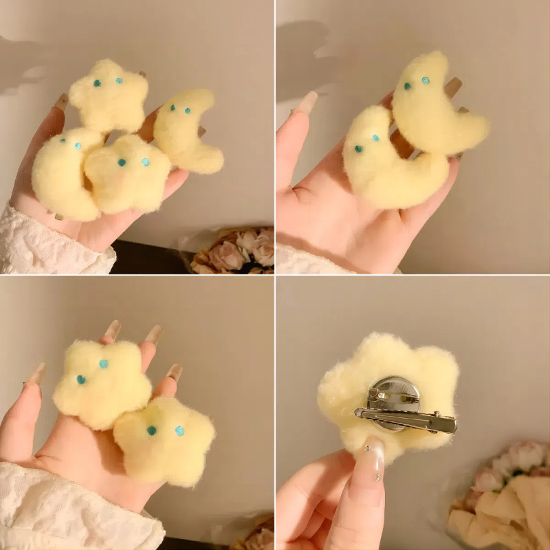 น่ารัก Star Plush Hairpin & เข็มกลัดหญิงด้านข้าง Bangs คลิปการ์ตูน Plush Star เข็มกลัดแฟชั่นสาวอุปกรณ์เสริม