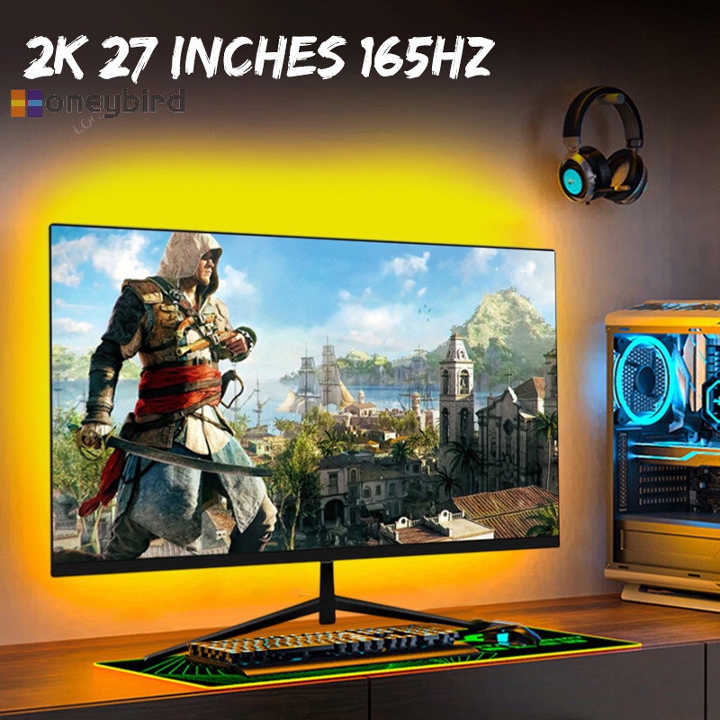 Honeybird 2K 27 นิ้ว 165HZ จอคอมพิวเตอร์สําหรับเล่นเกมเดสก์ท็อป PC ไร้ขอบหน้าจอ IPS 1080P 1ms สําหรับ E-Sports Gamer Eye Protection Nice