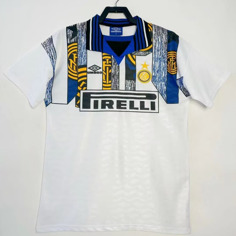 1995-96 Inter Away Vintage Jersey S-XXL คุณภาพสูงแขนสั้นแห้งเร็วกีฬาฟุตบอลด้านบน AAA