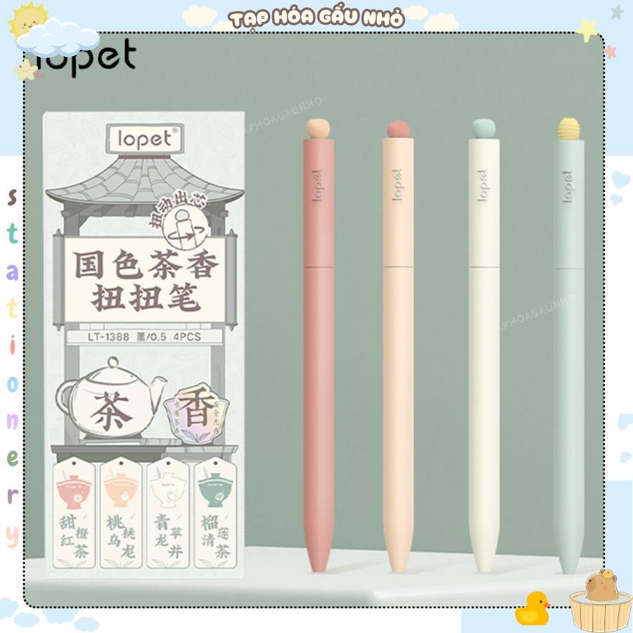 ปากกาเจล Lopet LT-1388 ลายกาน้ําชา หมึกดําแห้งเร็ว 0.5 มม. [taphoagaunho]