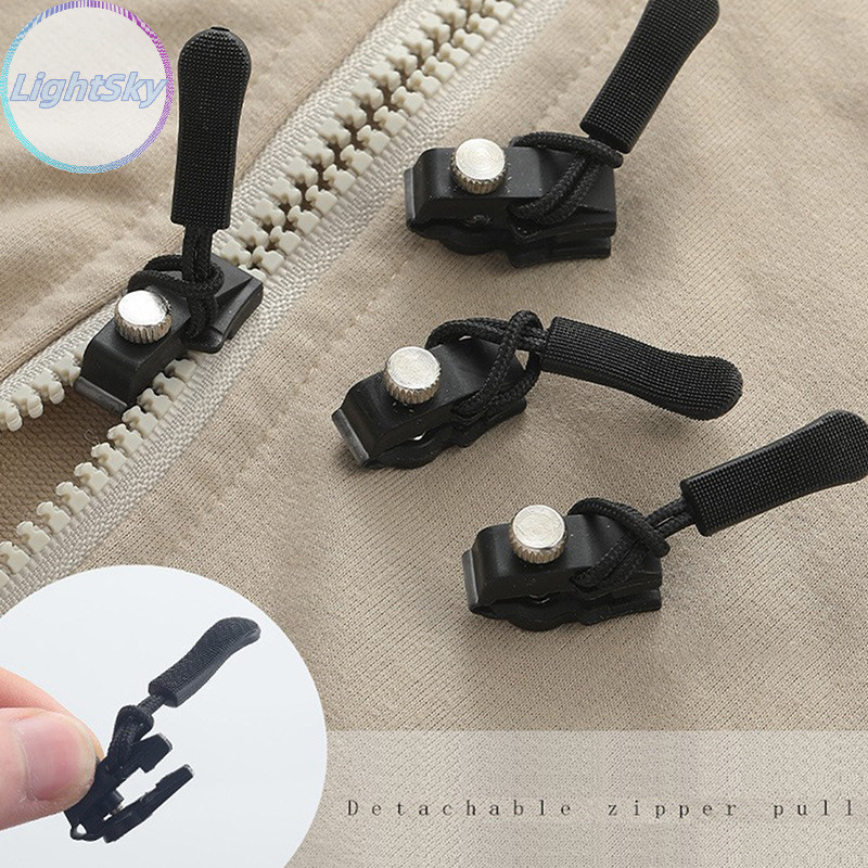 Lightsky 2/6 ชิ้นซิปชุดซ่อม Universal Instant ซิปซ่อมเปลี่ยน Fix ซิปเลื่อนฟันหัวซิปสําหรับ 3 ขนาดที่แตกต่างกัน TH