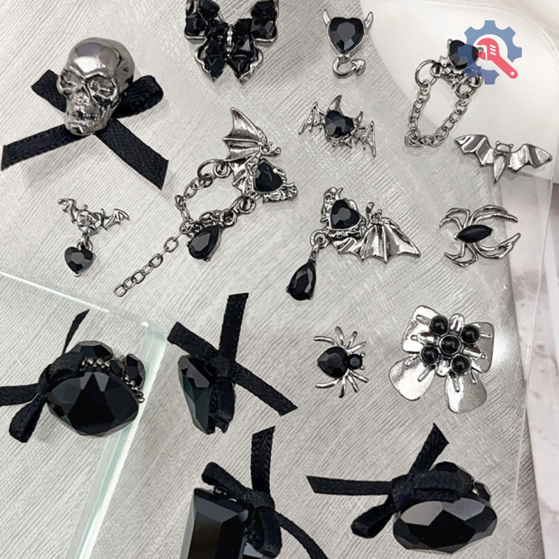 [GE] โลหะผสม 3D Bow Spider Nail Art Ch Rhinestones เครื่องประดับอุปกรณ์เสริมชิ้นส่วนสําหรับตกแต่งเล็บฮาโลวีนอุปกรณ์แต่งเล็บ TH