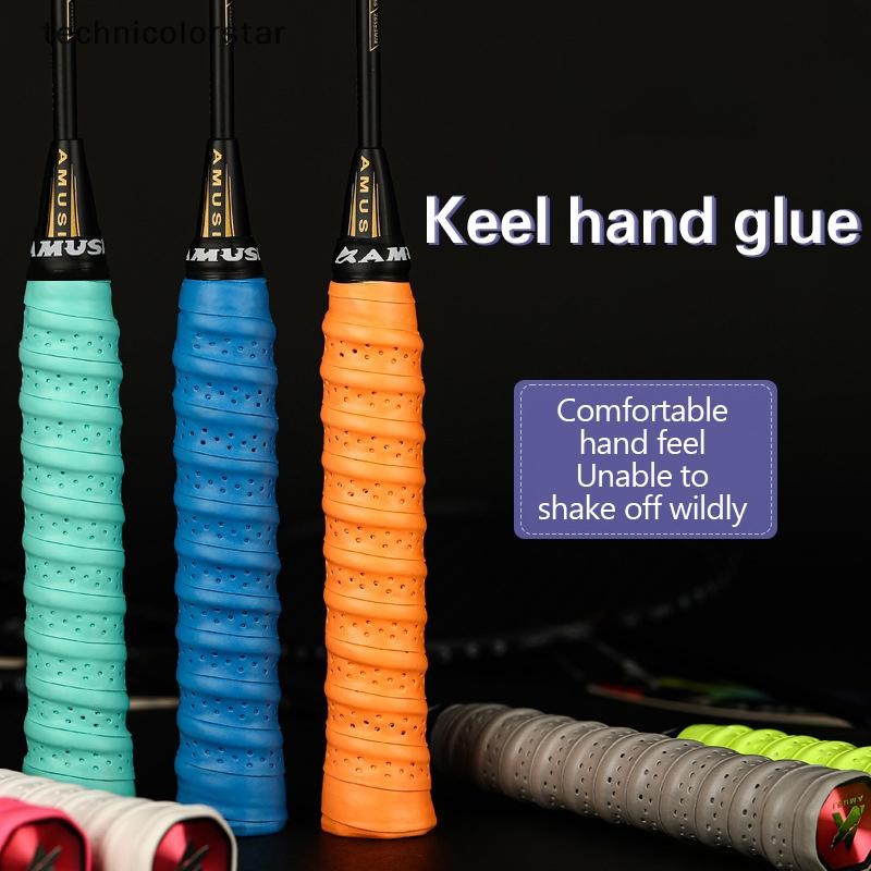 Trsr Keel มือยางหนาลื่นแบดมินตัน Sweatband ลามิเนต Perforated ไม้เทนนิสจับหนังตกปลา Rod Winding เทป Jelly
