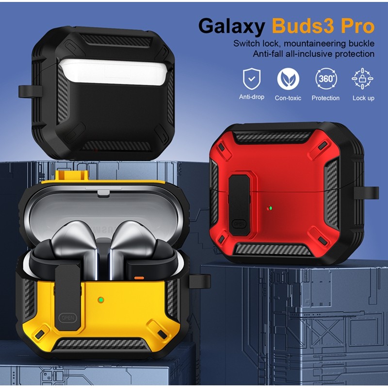 เกราะกันกระแทกสําหรับ Samsung Galaxy Buds3 3Pro หูฟังอุปกรณ์เสริม Buds 3 Pro พวงกุญแจสวิทช์ Secure Lock ป้องกัน Cove