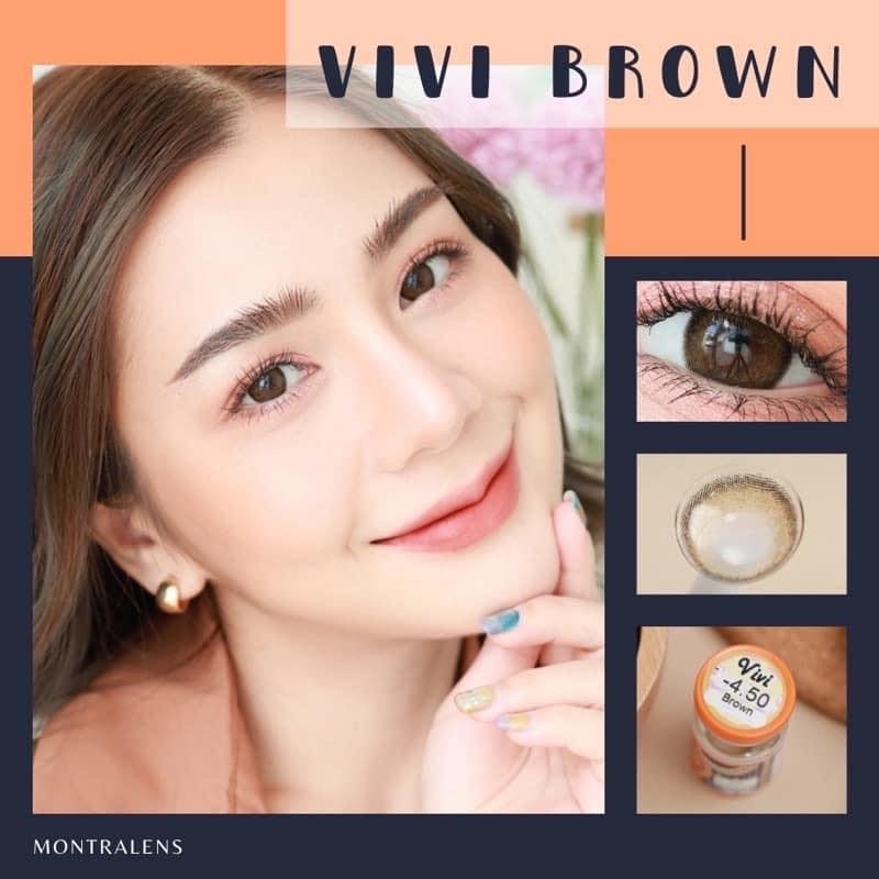 🔥คอนแทคเลนส์❤️Size : S❤️รุ่น Vivi (Montra) สี : Brown / Almond  Brown