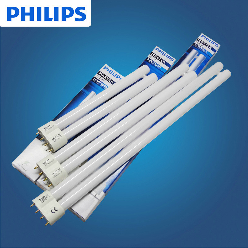 หลอดไฟ Philips H PL-L 18W 24W 36W 55W ท่อช่วยหายใจสี่ขาแบนสี่ขาโคมไฟเพดานหลอดประหยัดพลังงาน