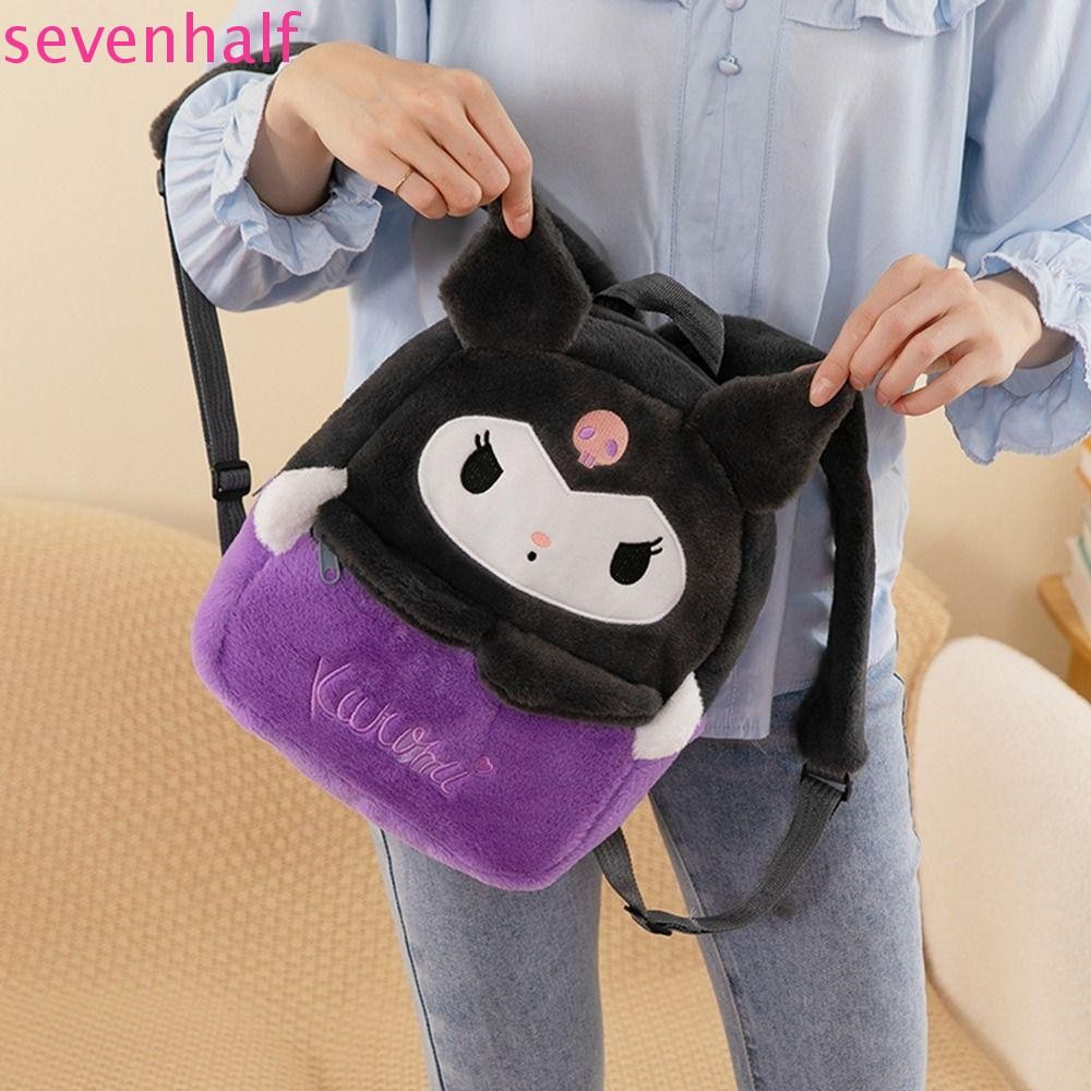 Sevenhalf Kuromi Plush กระเป๋าเป้สะพายหลัง,การ์ตูนสตรอเบอร์รี่หมีการ์ตูนกระเป๋าเป้สะพายหลัง,แบบพกพา MyMelody Pochacco กระเป๋าสะพายนักเรียนโรงเรียนกระเป๋ากลางแจ้ง