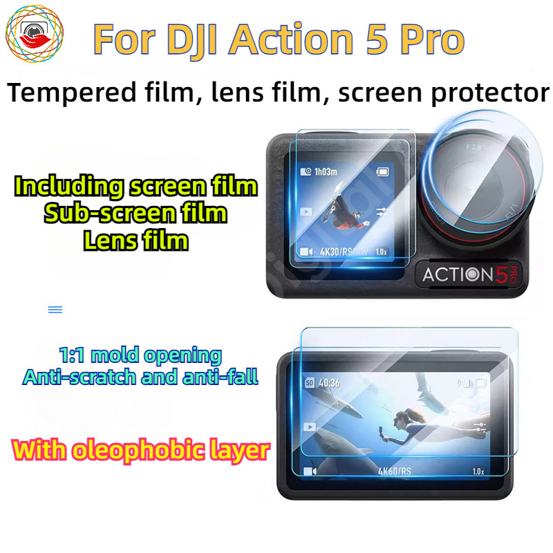 สําหรับ DJI Action 5 Pro กระจกนิรภัยเลนส์ฟิล์มป้องกันหน้าจอ OSMO Action 5Pro อุปกรณ์เสริม