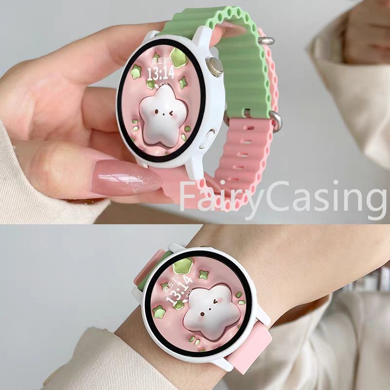 22mm 20mm 1PCE สําหรับ Samsung Galaxy Watch 7 6 4 Classic 5 Pro Active 2 ซิลิโคน Ocean สร้อยข้อมือสําหรับนาฬิกา Huawei GT 2 2e 3 4 Pro Band