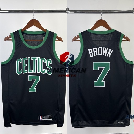 Hot Pressed Mens Jersey Boston Celtics Jaylen Brown Black Basketball Jersey