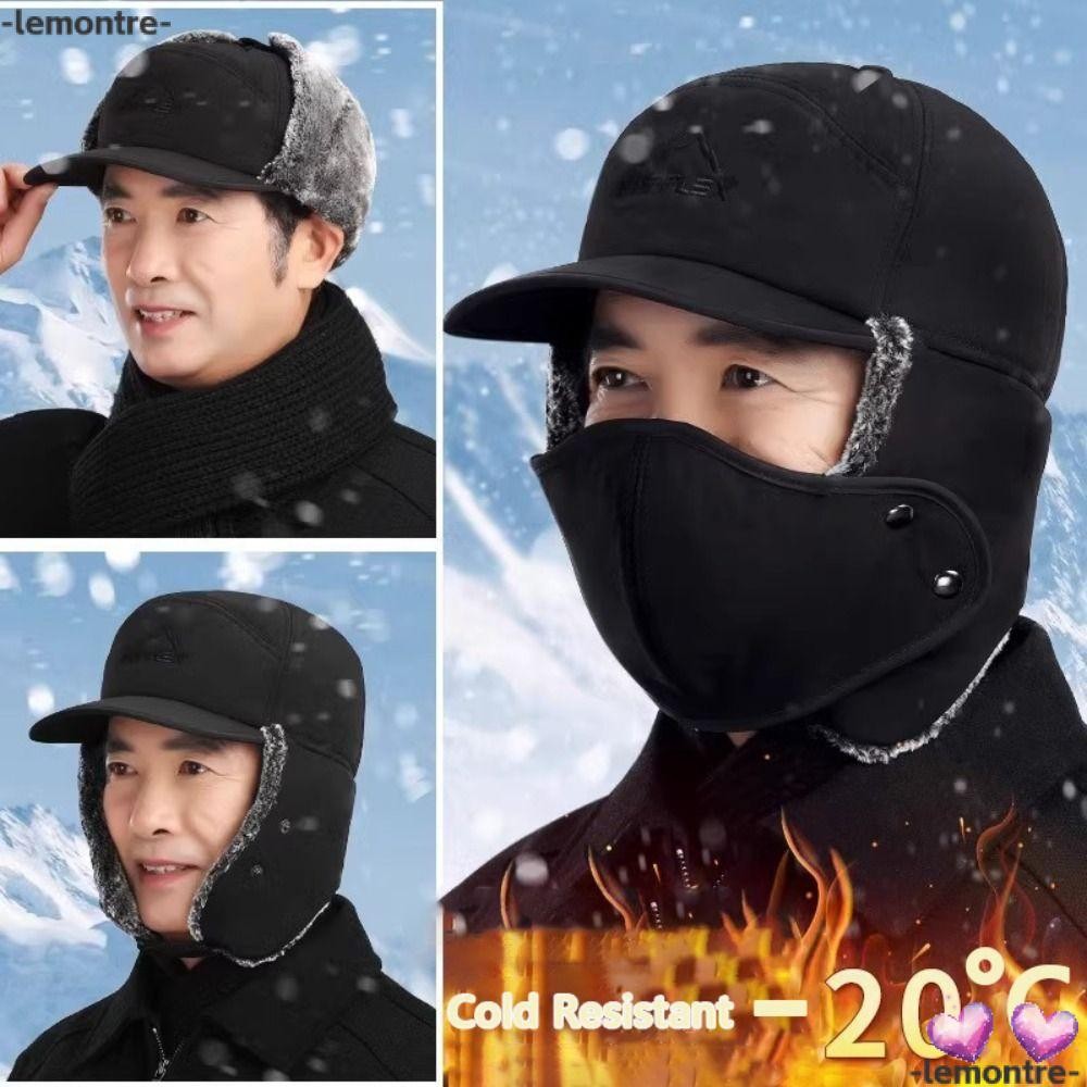 Lemontre หมวกฤดูหนาว, กันลมฤดูหนาวสกีหนา Balaclava, ผ้าฝ้ายป้องกันหูคุณภาพสูงพร้อม Earflap หมวกหิมะอบอุ่นสําหรับผู้ชายผู้หญิง