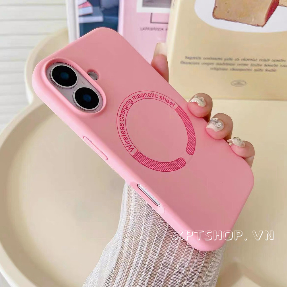 Rose Powder Magnetic Liquidซิลิโคนเคสโทรศัพท์สําหรับiPhone 17 Pro Max 16 Pro 15 14 13 12ProMax 11 Full Coverageกันกระแทกป้องกันปลอก
