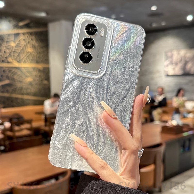 เคส OPPO Reno 12 13 11 10 Pro 13F Reno12Pro 11F 12F 8T 8Z 7Z 5 6 6Z 5G เคสโทรศัพท์ Hard Silver กันกระแทก Hard Luxury ออกแบบใหม่