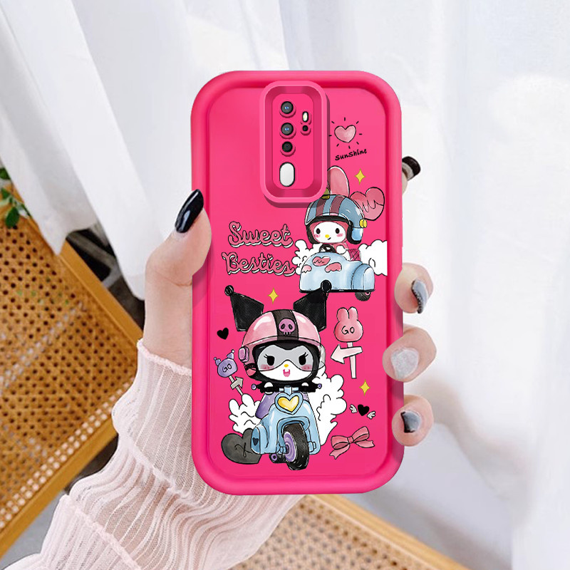 Cool biker Kuromi สําหรับ OPPO A12 A12S A11K A15 A15S A16 A16S A17 A17K A18 A38 A1K A3S A31 A5 2020 A12E A5 A9S A52 A52 A52 A52 A54S A72 เคสโทรศัพท์