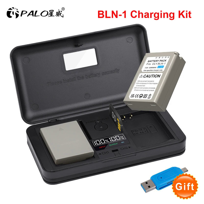 PALO BLN-1 BLN 1 PS-BLN1 Battery With Charger Box for Olympus OM-D E-M1, Olympus Pen F, OM-D E-M5, P